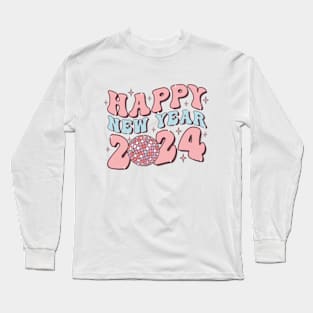 Disco Happy new Year 2024 Groovy Long Sleeve T-Shirt